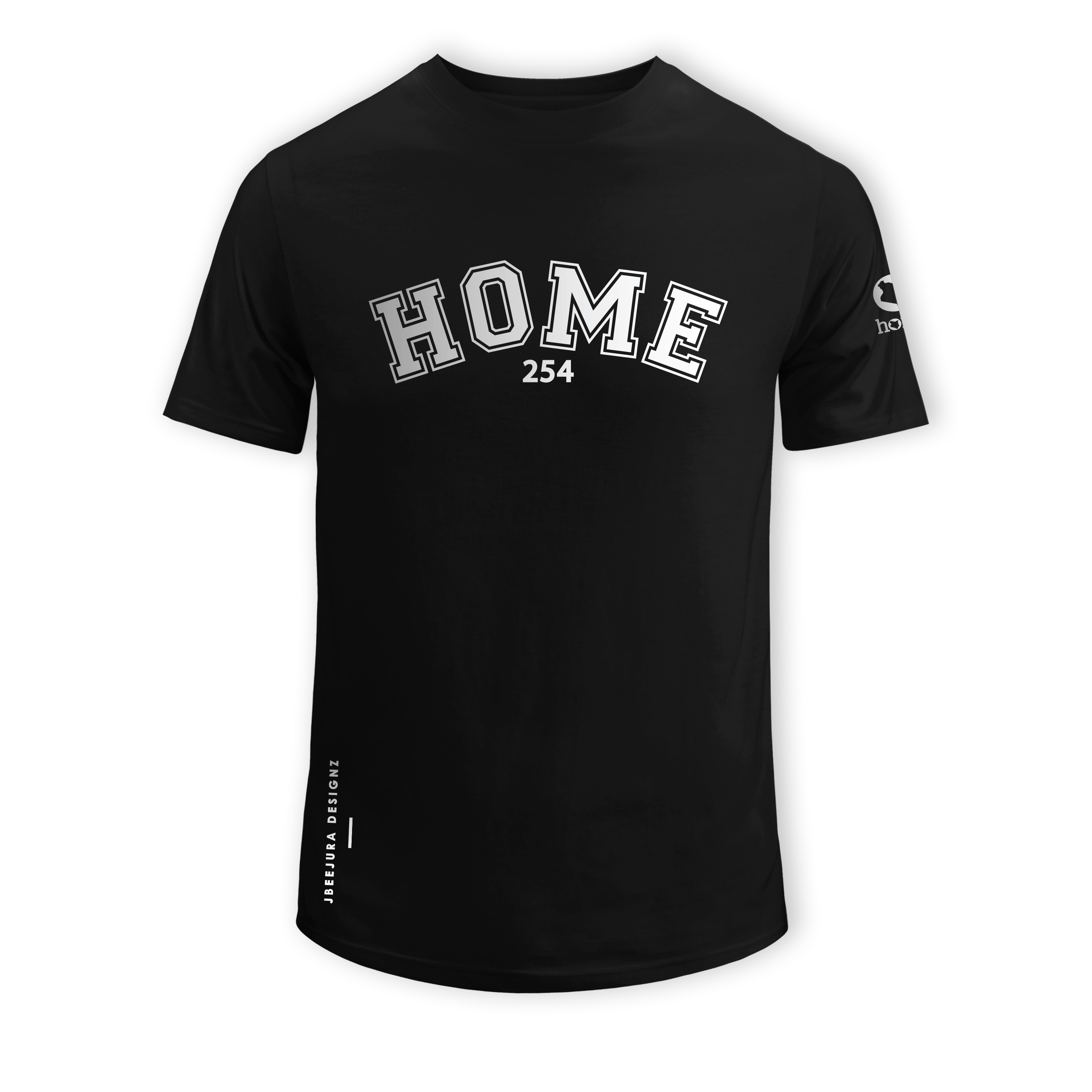 home_254 SHORT-SLEEVED BLACK T-SHIRT WITH A SILVER COLLEGE PRINT – COTTON PLUS FABRIC