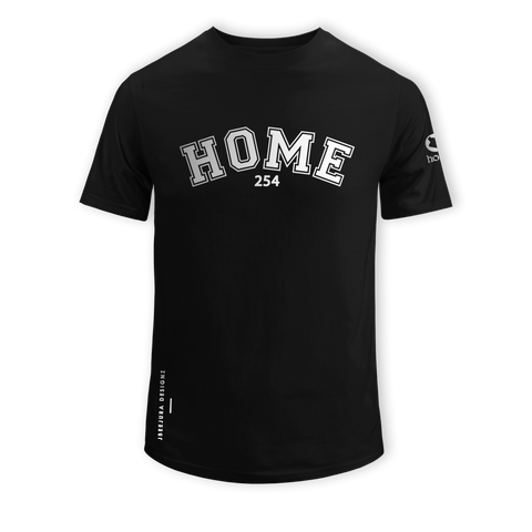 home_254 SHORT-SLEEVED BLACK T-SHIRT WITH A SILVER COLLEGE PRINT – COTTON PLUS FABRIC