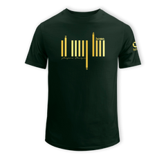 home_254 SHORT-SLEEVED FOREST GREEN T-SHIRT WITH A GOLD BARS PRINT – COTTON PLUS FABRIC