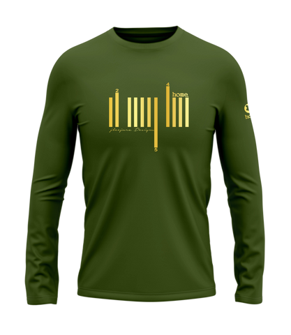 home_254 LONG-SLEEVED JUNGLE GREEN T-SHIRT WITH A GOLD BARS PRINT – COTTON PLUS FABRIC