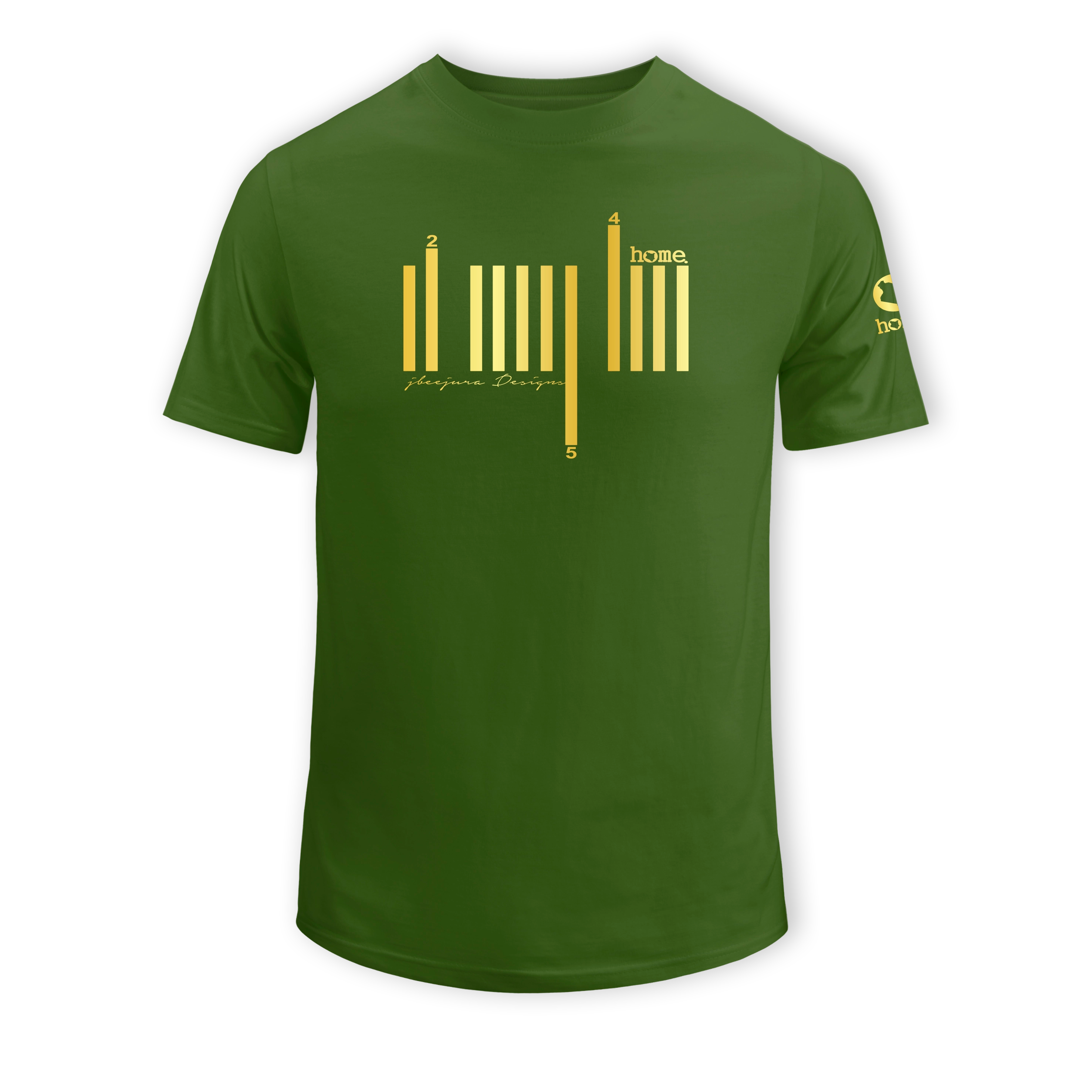 home_254 SHORT-SLEEVED JUNGLE GREEN T-SHIRT WITH A GOLD BARS PRINT – COTTON PLUS FABRIC