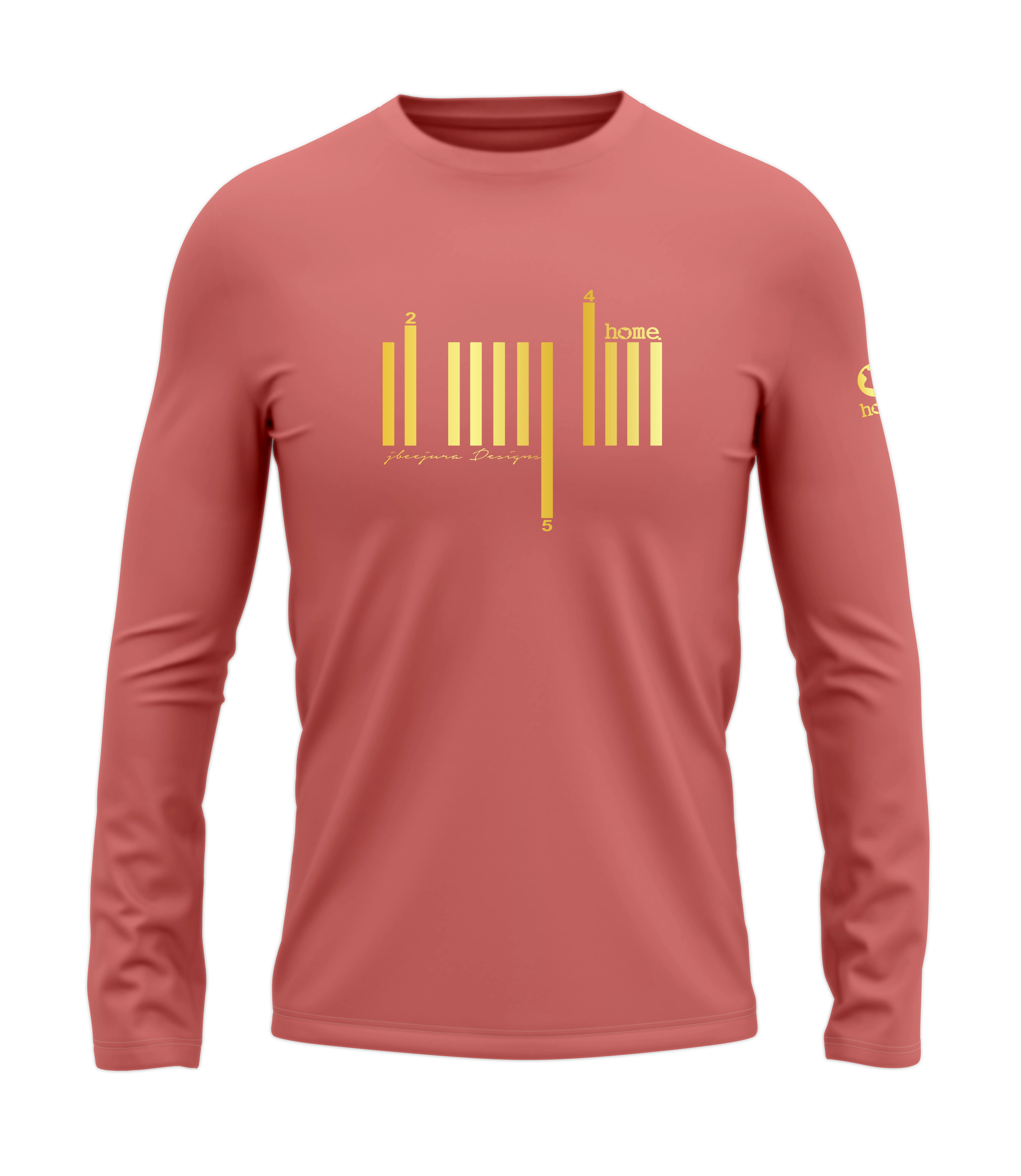 home_254 LONG-SLEEVED MULBERRY T-SHIRT WITH A GOLD BARS PRINT – COTTON PLUS FABRIC