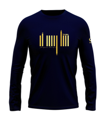 home_254 LONG-SLEEVED NAVY BLUE T-SHIRT WITH A GOLD BARS PRINT – COTTON PLUS FABRIC