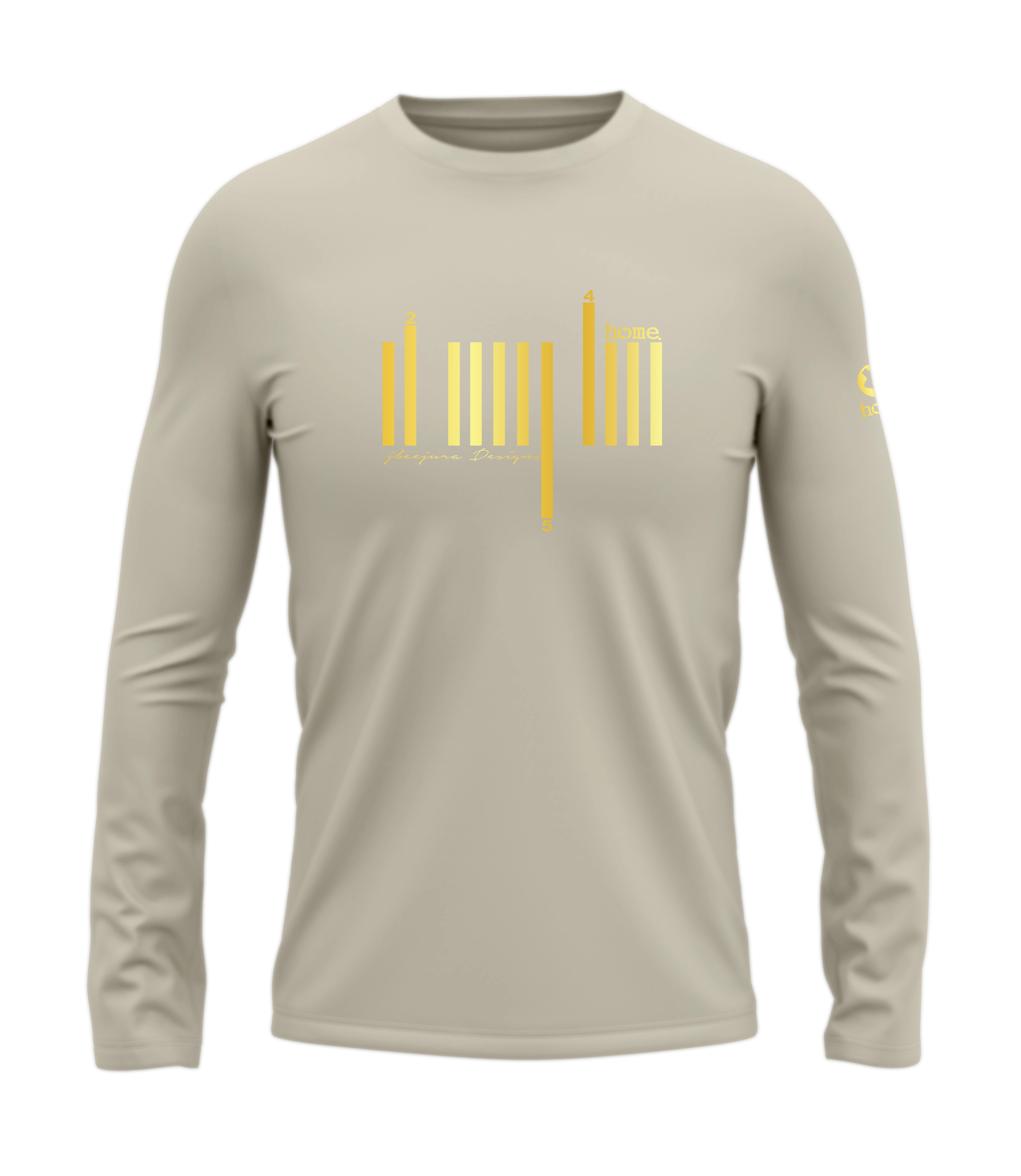 home_254 LONG-SLEEVED NUDE T-SHIRT WITH A GOLD BARS PRINT – COTTON PLUS FABRIC