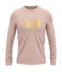 home_254 LONG-SLEEVED PEACH T-SHIRT WITH A GOLD BARS PRINT – COTTON PLUS FABRIC