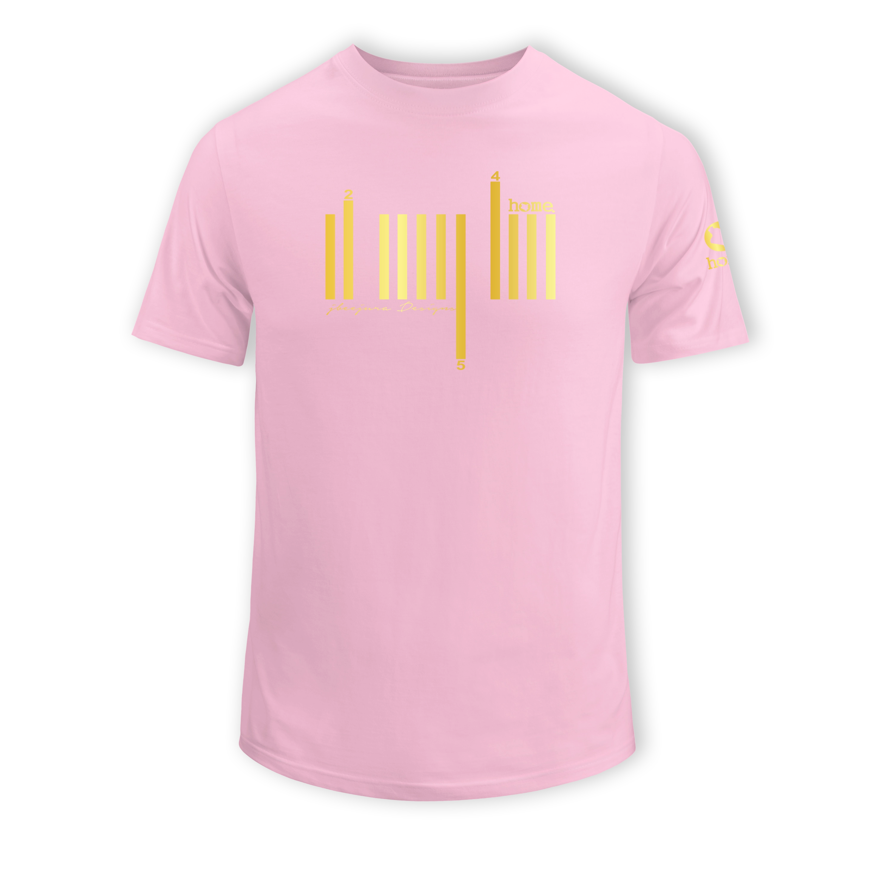 home_254 SHORT-SLEEVED PINK T-SHIRT WITH A GOLD BARS PRINT – COTTON PLUS FABRIC