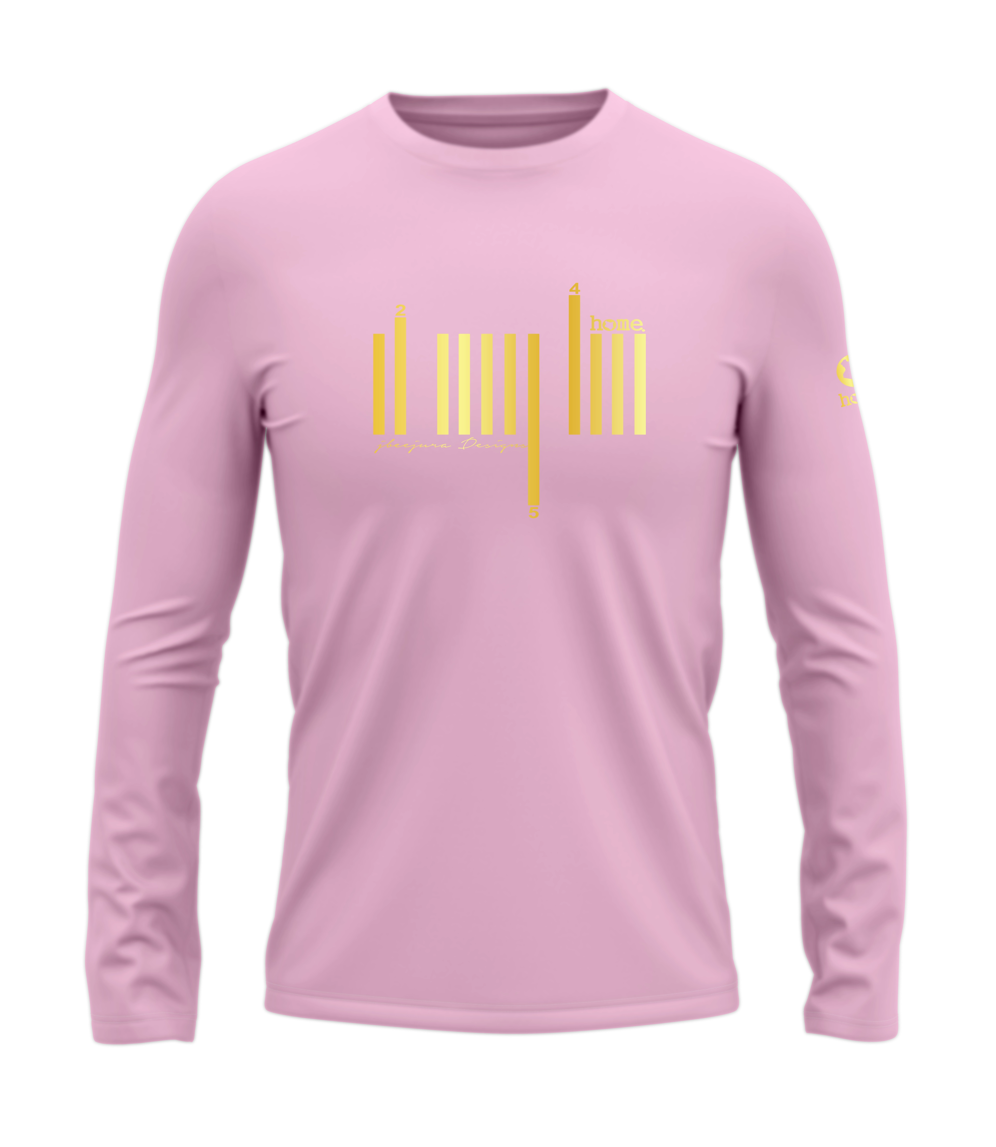 home_254 LONG-SLEEVED PINK T-SHIRT WITH A GOLD BARS PRINT – COTTON PLUS FABRIC