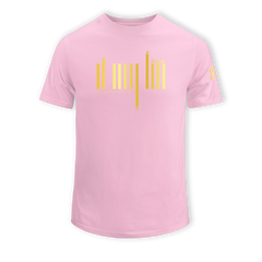 home_254 KIDS SHORT-SLEEVED PINK T-SHIRT WITH A GOLD BARS PRINT – COTTON PLUS FABRIC