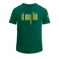 home_254 SHORT-SLEEVED RICH GREEN T-SHIRT WITH A GOLD BARS PRINT – COTTON PLUS FABRIC