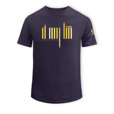 home_254 KIDS SHORT-SLEEVED RICH PURPLE T-SHIRT WITH A GOLD BARS PRINT – COTTON PLUS FABRIC