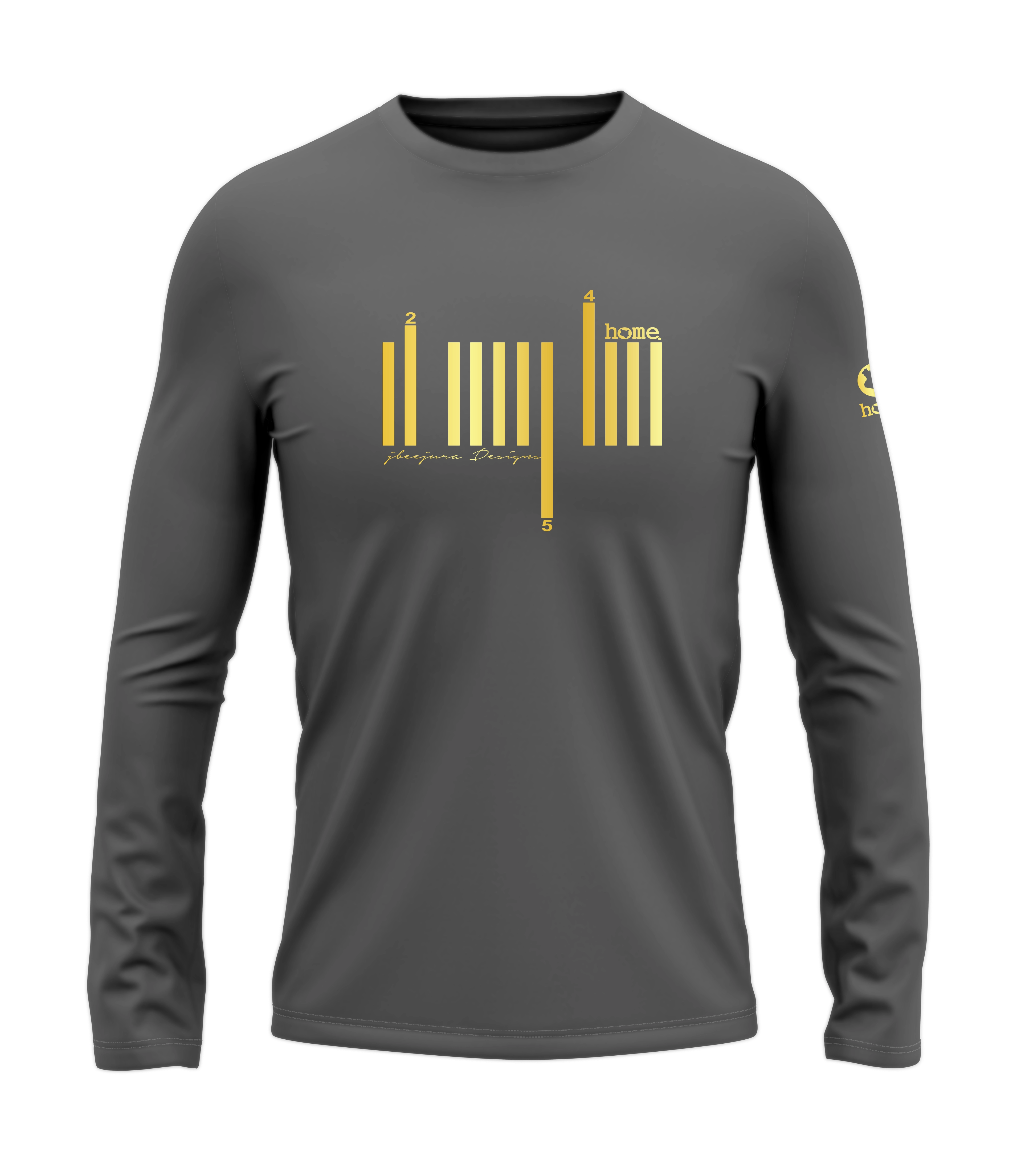 home_254 LONG-SLEEVED SAGE T-SHIRT WITH A GOLD BARS PRINT – COTTON PLUS FABRIC