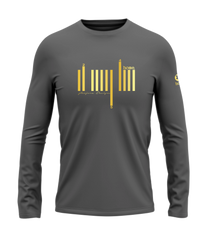 home_254 LONG-SLEEVED SAGE T-SHIRT WITH A GOLD BARS PRINT – COTTON PLUS FABRIC