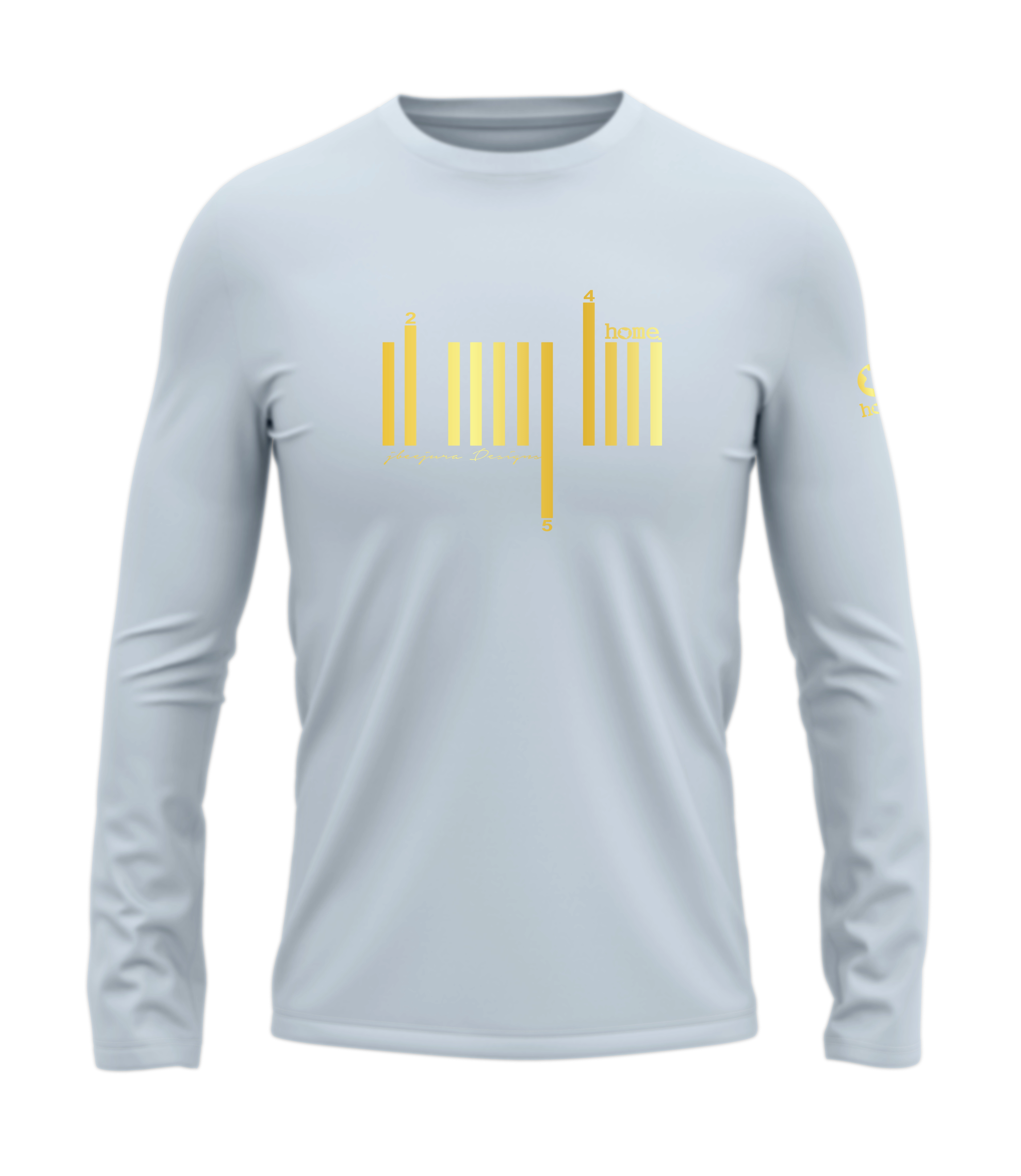 home_254 LONG-SLEEVED SKY-BLUE T-SHIRT WITH A GOLD BARS PRINT – COTTON PLUS FABRIC