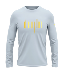 home_254 LONG-SLEEVED SKY-BLUE T-SHIRT WITH A GOLD BARS PRINT – COTTON PLUS FABRIC