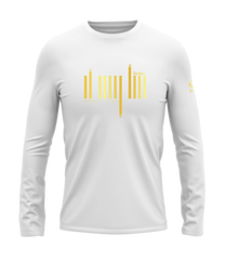 home_254 LONG-SLEEVED WHITE T-SHIRT WITH A GOLD BARS PRINT – COTTON PLUS FABRIC