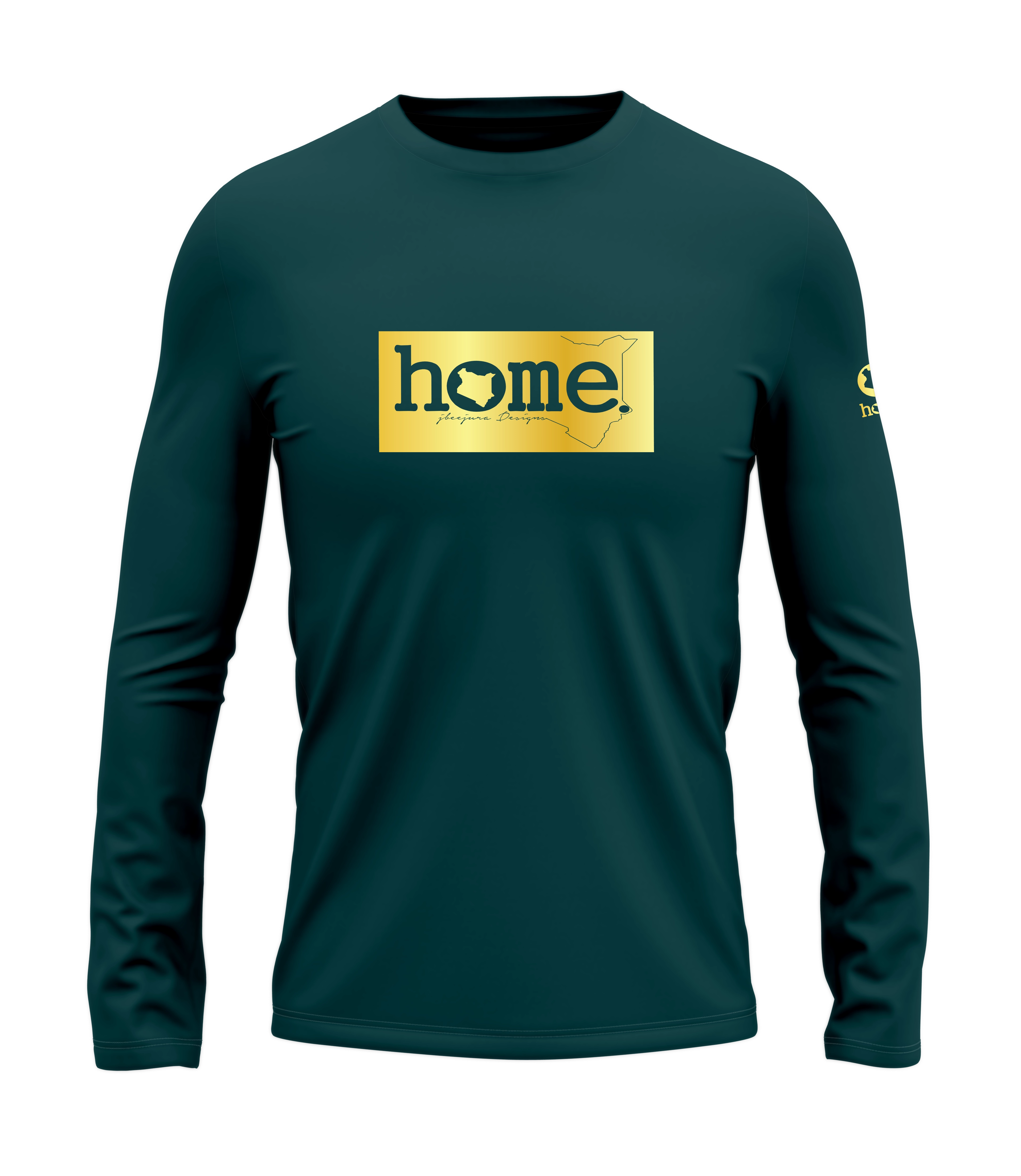 home_254 LONG-SLEEVED DEEP AQUA T-SHIRT WITH A GOLD CLASSIC PRINT 