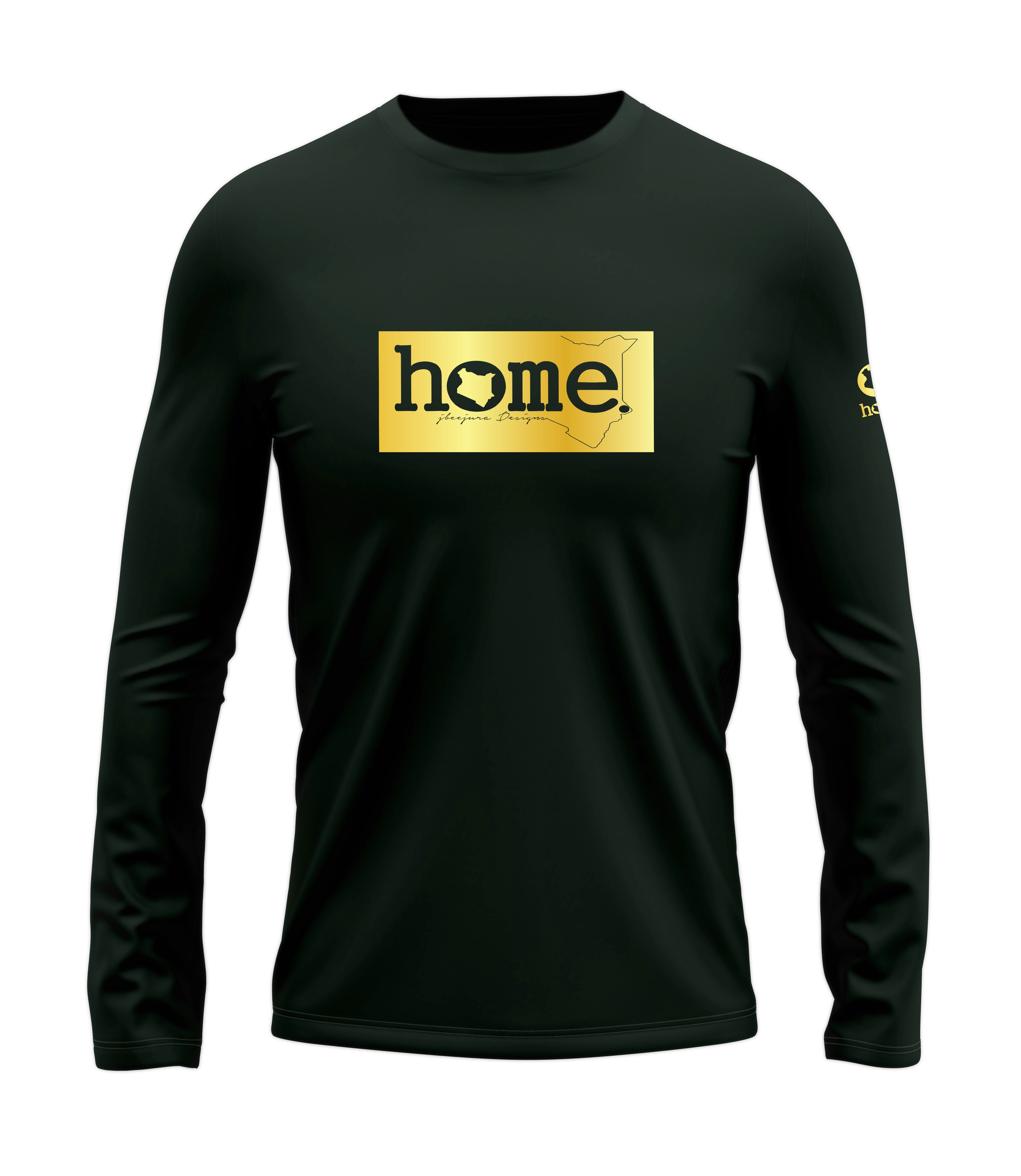 home_254 LONG-SLEEVED FOREST GREEN T-SHIRT WITH A GOLD CLASSIC PRINT – COTTON PLUS FABRIC