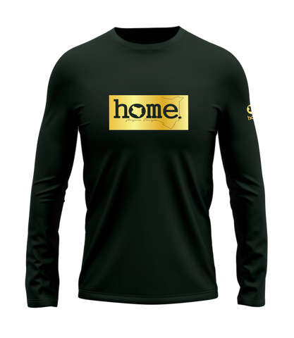 home_254 LONG-SLEEVED FOREST GREEN T-SHIRT WITH A GOLD CLASSIC PRINT – COTTON PLUS FABRIC