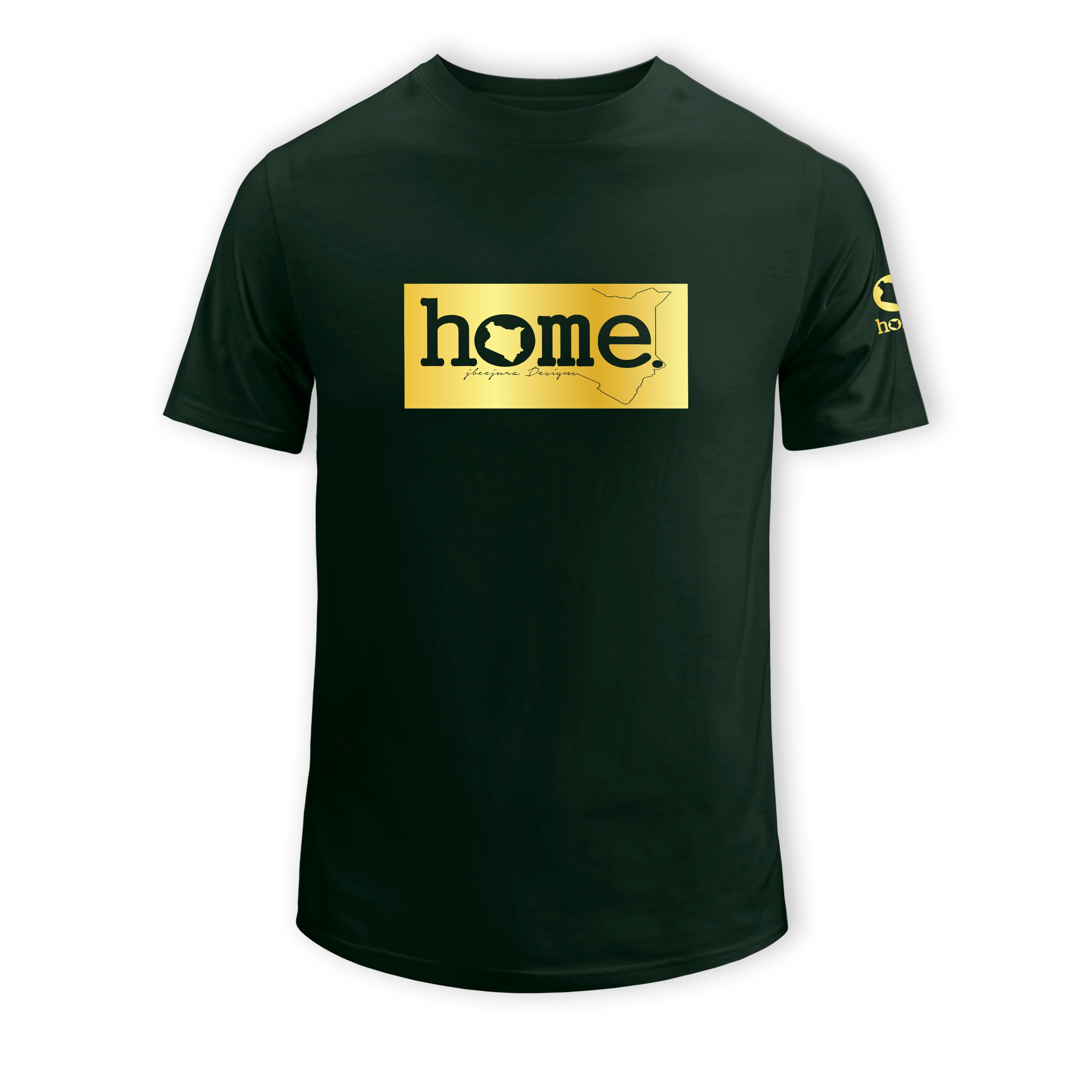 home_254 SHORT-SLEEVED FOREST GREEN T-SHIRT WITH A GOLD CLASSIC PRINT – COTTON PLUS FABRIC