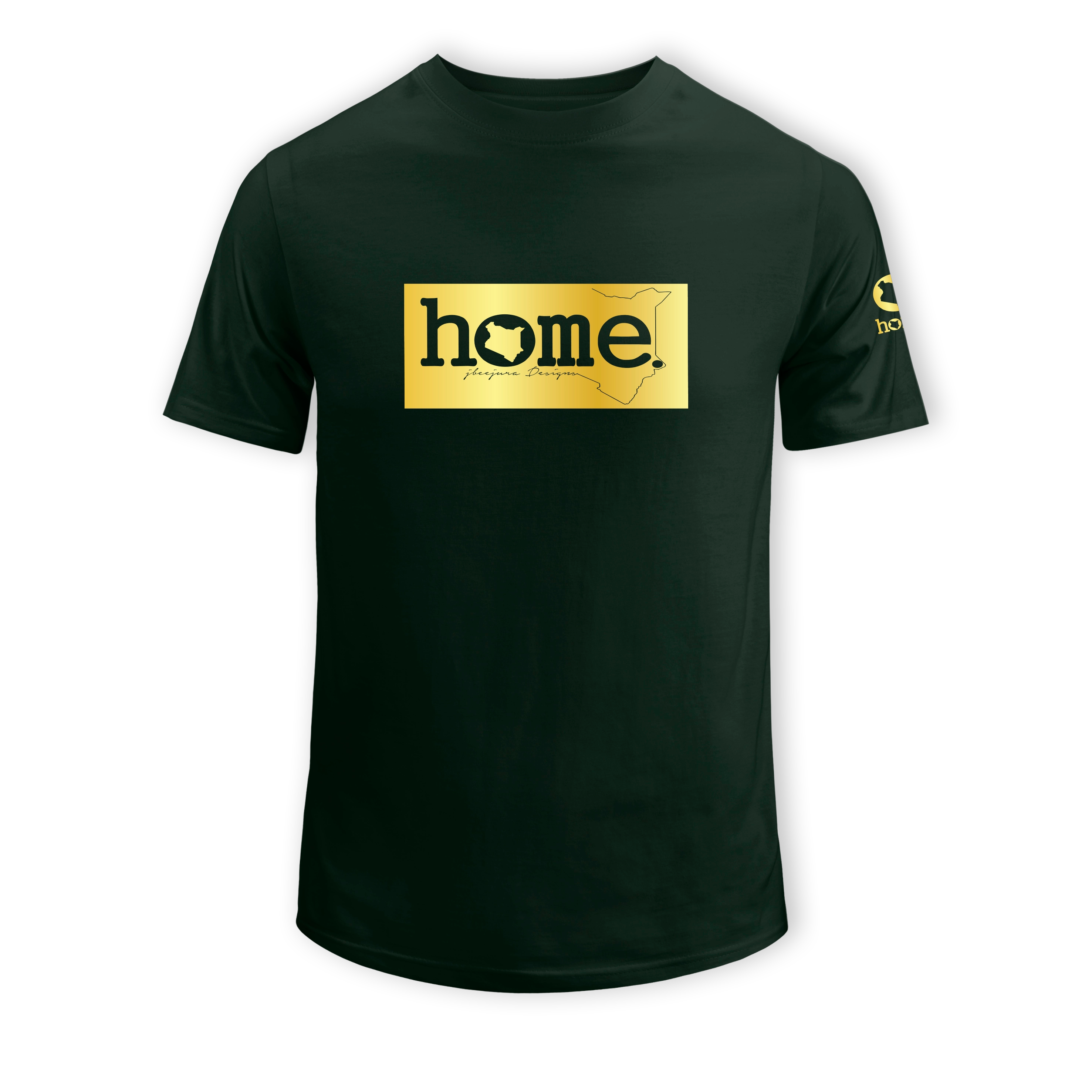 home_254 KIDS SHORT-SLEEVED FOREST GREEN T-SHIRT WITH A GOLD CLASSIC PRINT – COTTON PLUS FABRIC