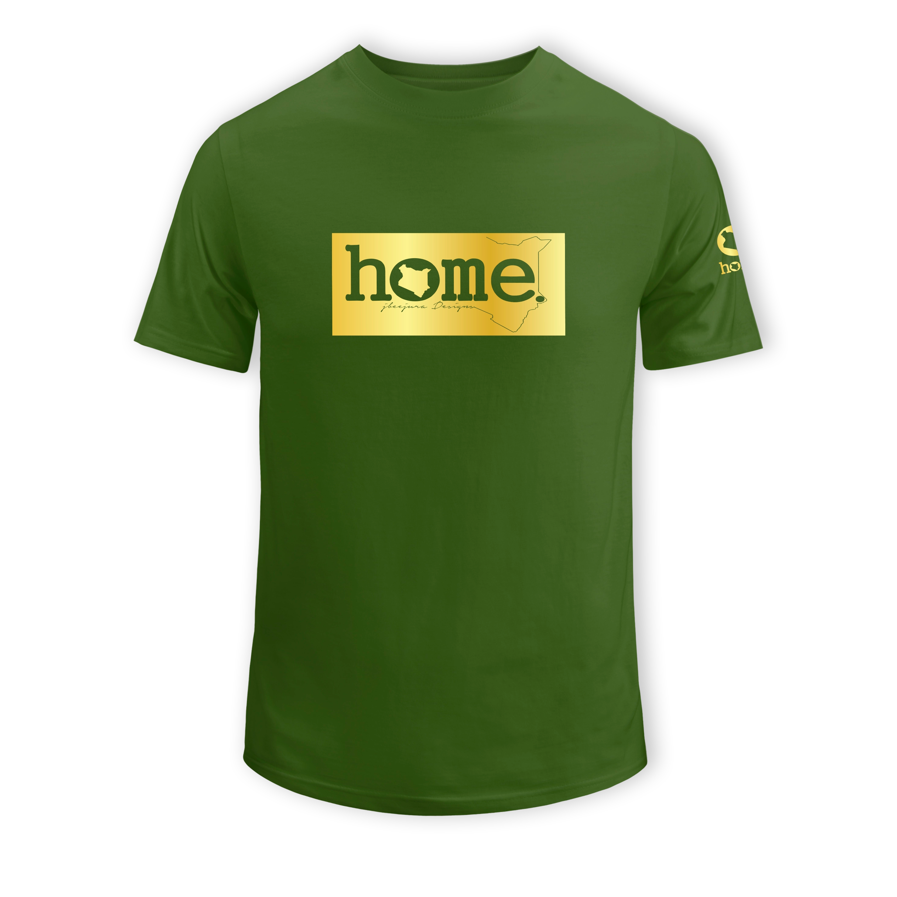 home_254 SHORT-SLEEVED JUNGLE GREEN T-SHIRT WITH A GOLD CLASSIC PRINT – COTTON PLUS FABRIC