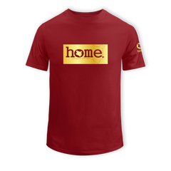 home_254 KIDS SHORT-SLEEVED MAROON RED T-SHIRT WITH A GOLD CLASSIC PRINT – COTTON PLUS FABRIC