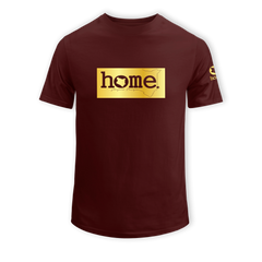home_254 KIDS SHORT-SLEEVED MAROON T-SHIRT WITH A GOLD CLASSIC PRINT – COTTON PLUS FABRIC