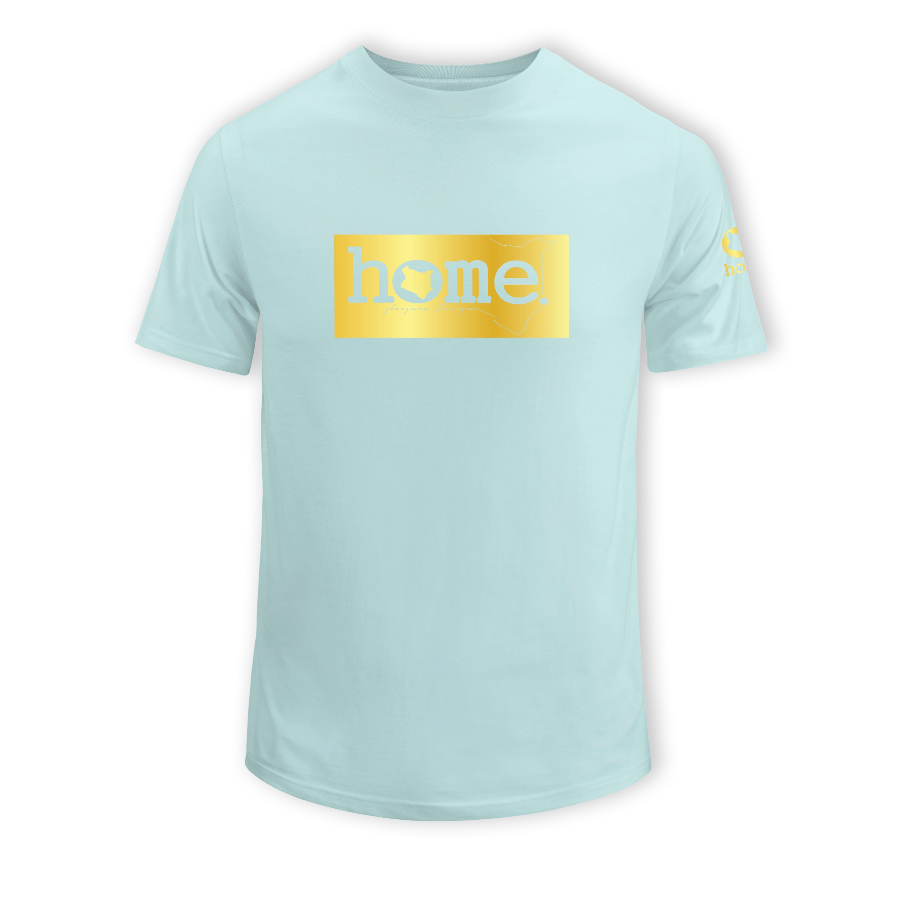 home_254 KIDS SHORT-SLEEVED MISTY BLUE T-SHIRT WITH A GOLD CLASSIC PRINT – COTTON PLUS FABRIC