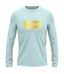 home_254 LONG-SLEEVED MISTY BLUE T-SHIRT WITH A GOLD CLASSIC PRINT – COTTON PLUS FABRIC