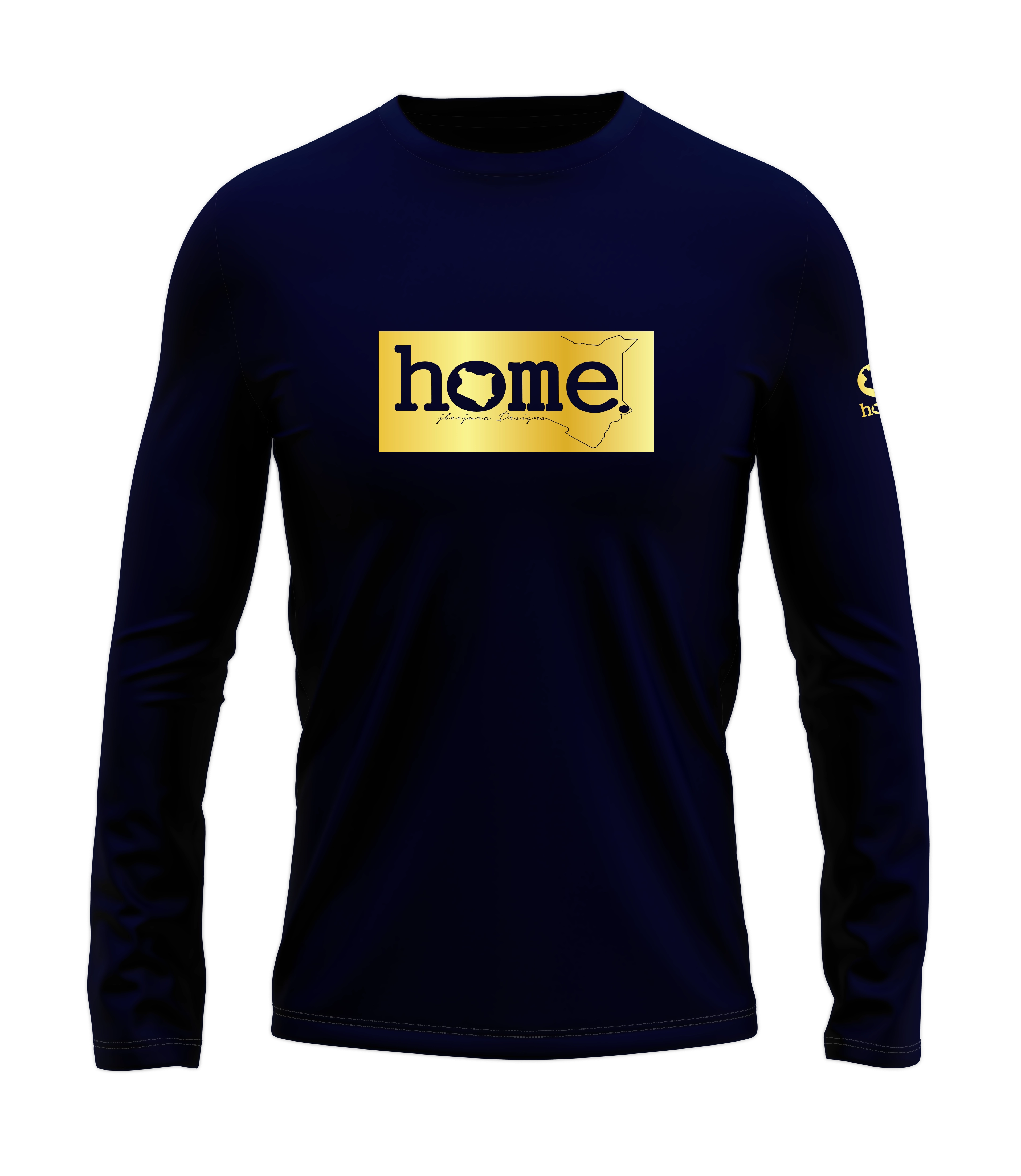 home_254 LONG-SLEEVED NAVY BLUE T-SHIRT WITH A GOLD CLASSIC PRINT – COTTON PLUS FABRIC