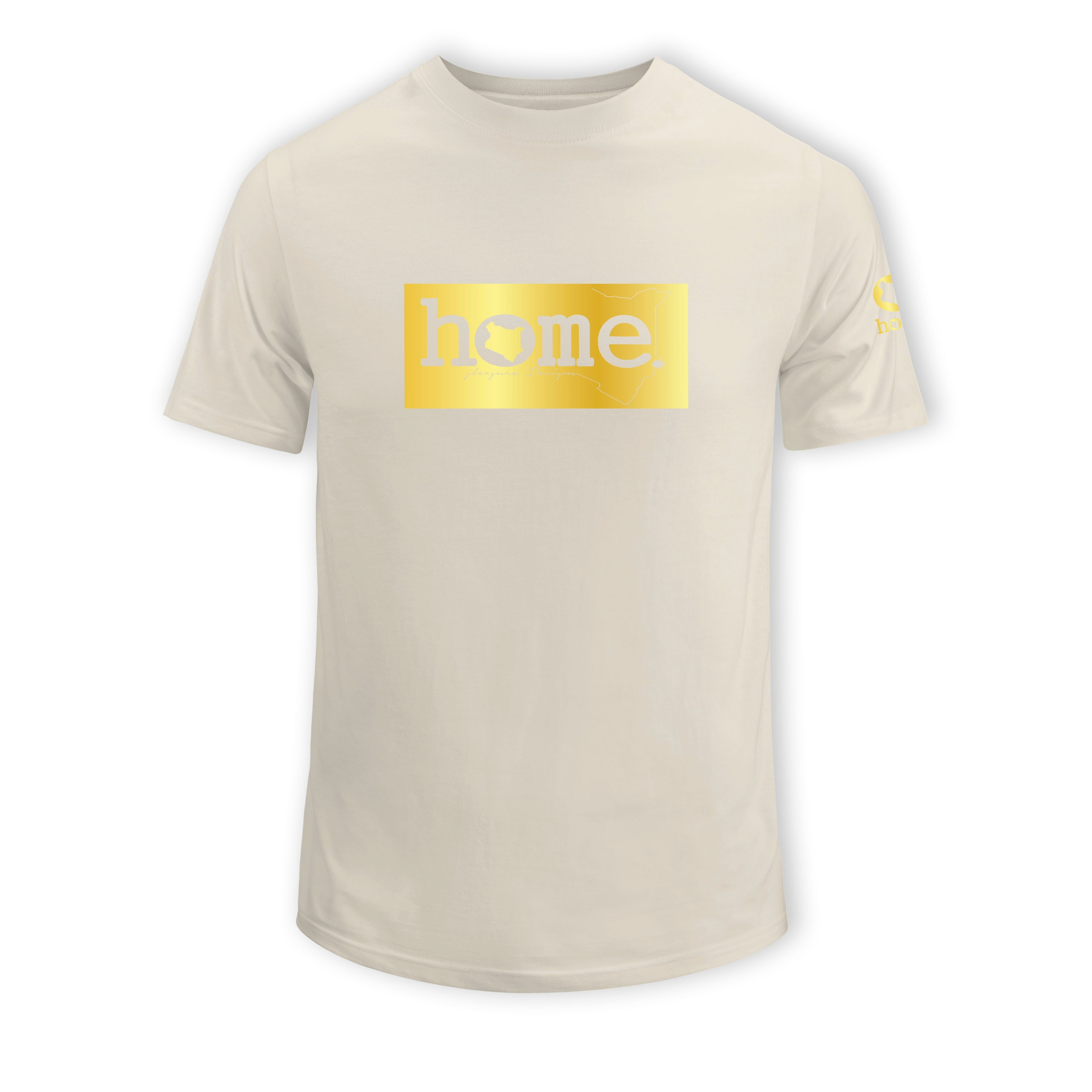 home_254 SHORT-SLEEVED NUDE T-SHIRT WITH A GOLD CLASSIC PRINT – COTTON PLUS FABRIC