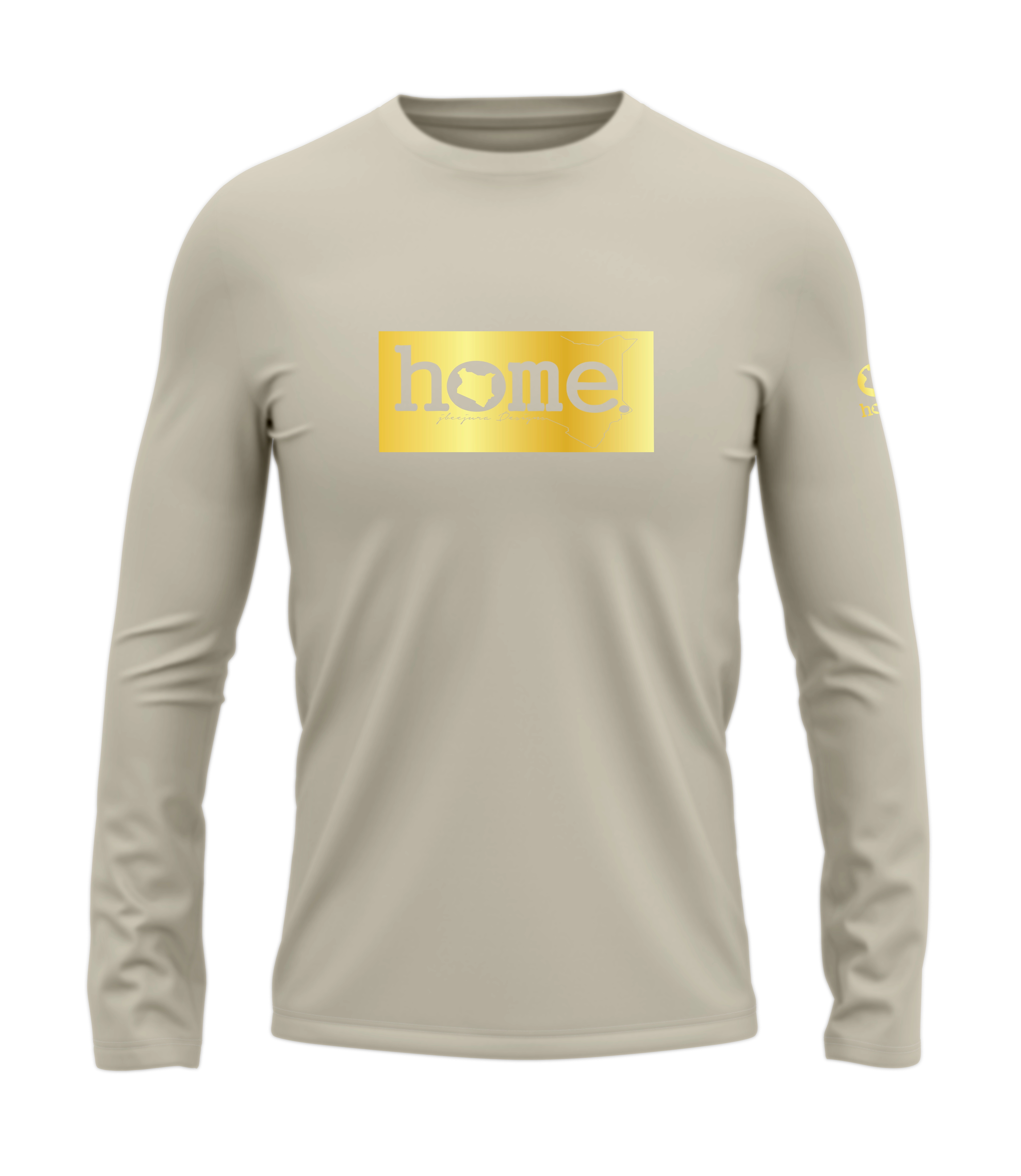 home_254 LONG-SLEEVED NUDE T-SHIRT WITH A GOLD CLASSIC PRINT – COTTON PLUS FABRIC