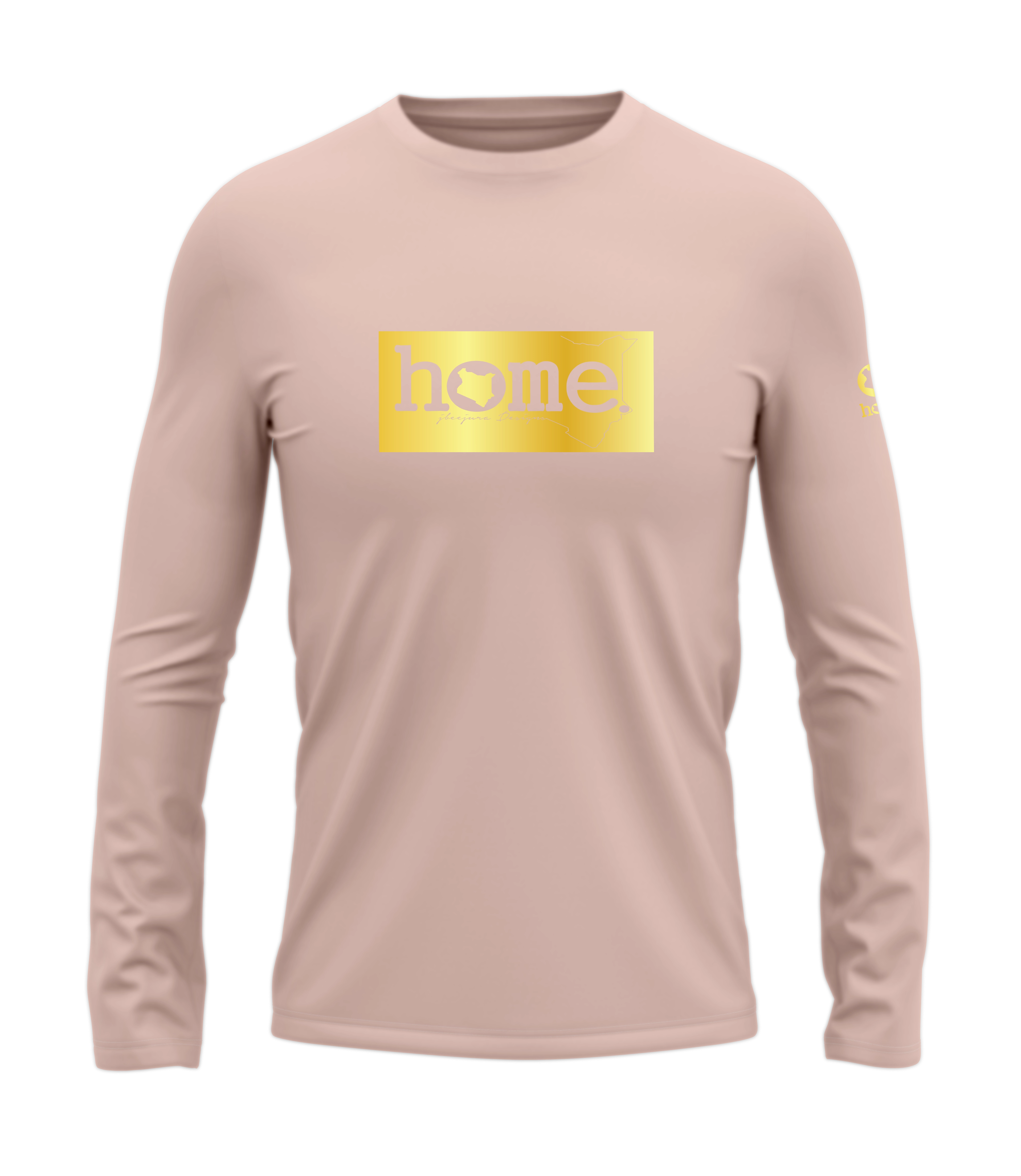 home_254 LONG-SLEEVED PEACH T-SHIRT WITH A GOLD CLASSIC PRINT – COTTON PLUS FABRIC