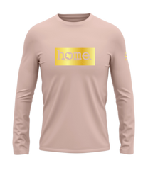 home_254 LONG-SLEEVED PEACH T-SHIRT WITH A GOLD CLASSIC PRINT – COTTON PLUS FABRIC