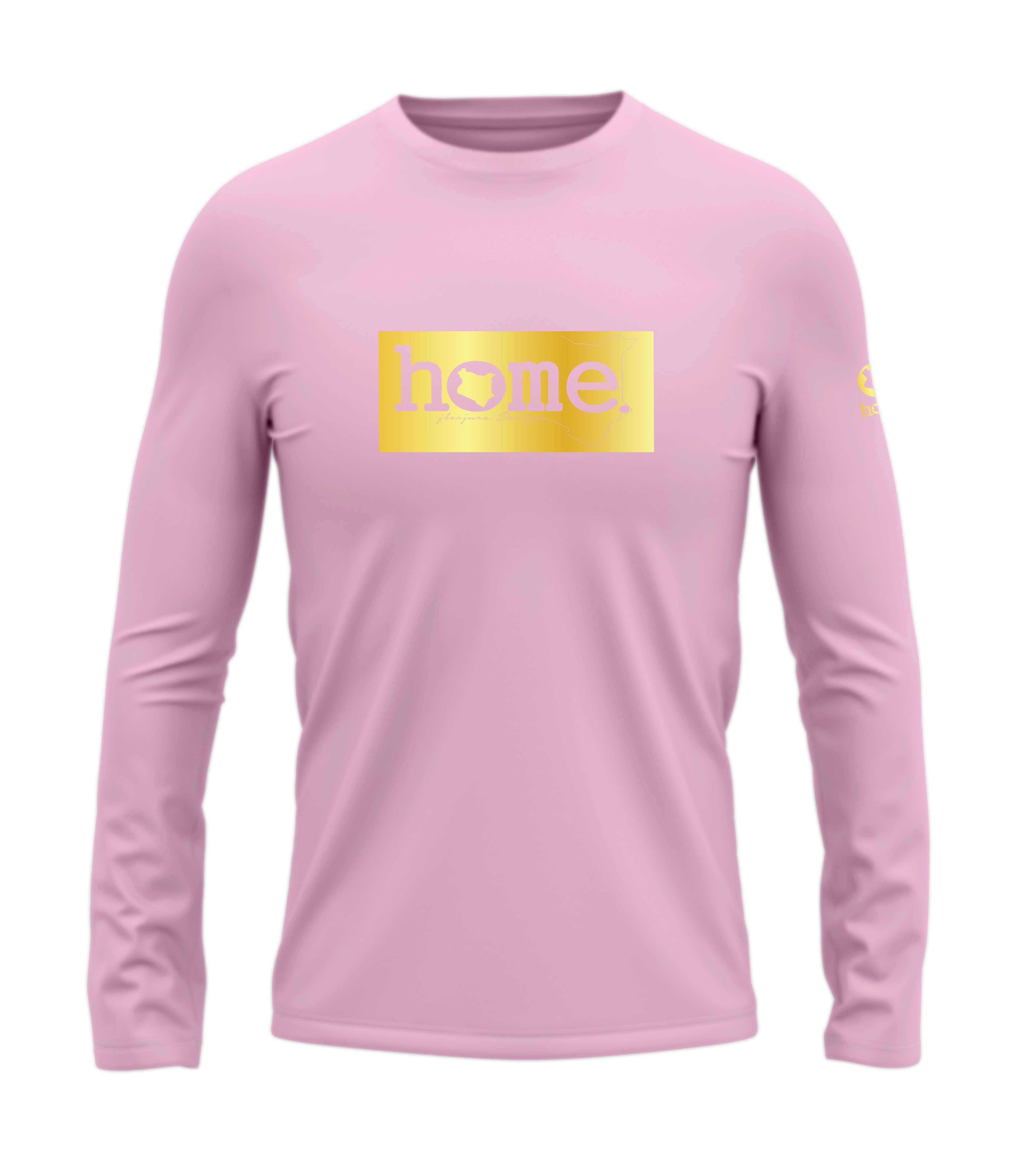 home_254 LONG-SLEEVED PINK T-SHIRT WITH A GOLD CLASSIC PRINT – COTTON PLUS FABRIC