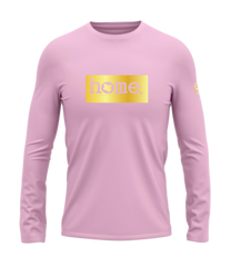 home_254 LONG-SLEEVED PINK T-SHIRT WITH A GOLD CLASSIC PRINT – COTTON PLUS FABRIC