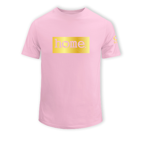 home_254 KIDS SHORT-SLEEVED PINK T-SHIRT WITH A GOLD CLASSIC PRINT – COTTON PLUS FABRIC