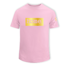 home_254 KIDS SHORT-SLEEVED PINK T-SHIRT WITH A GOLD CLASSIC PRINT – COTTON PLUS FABRIC