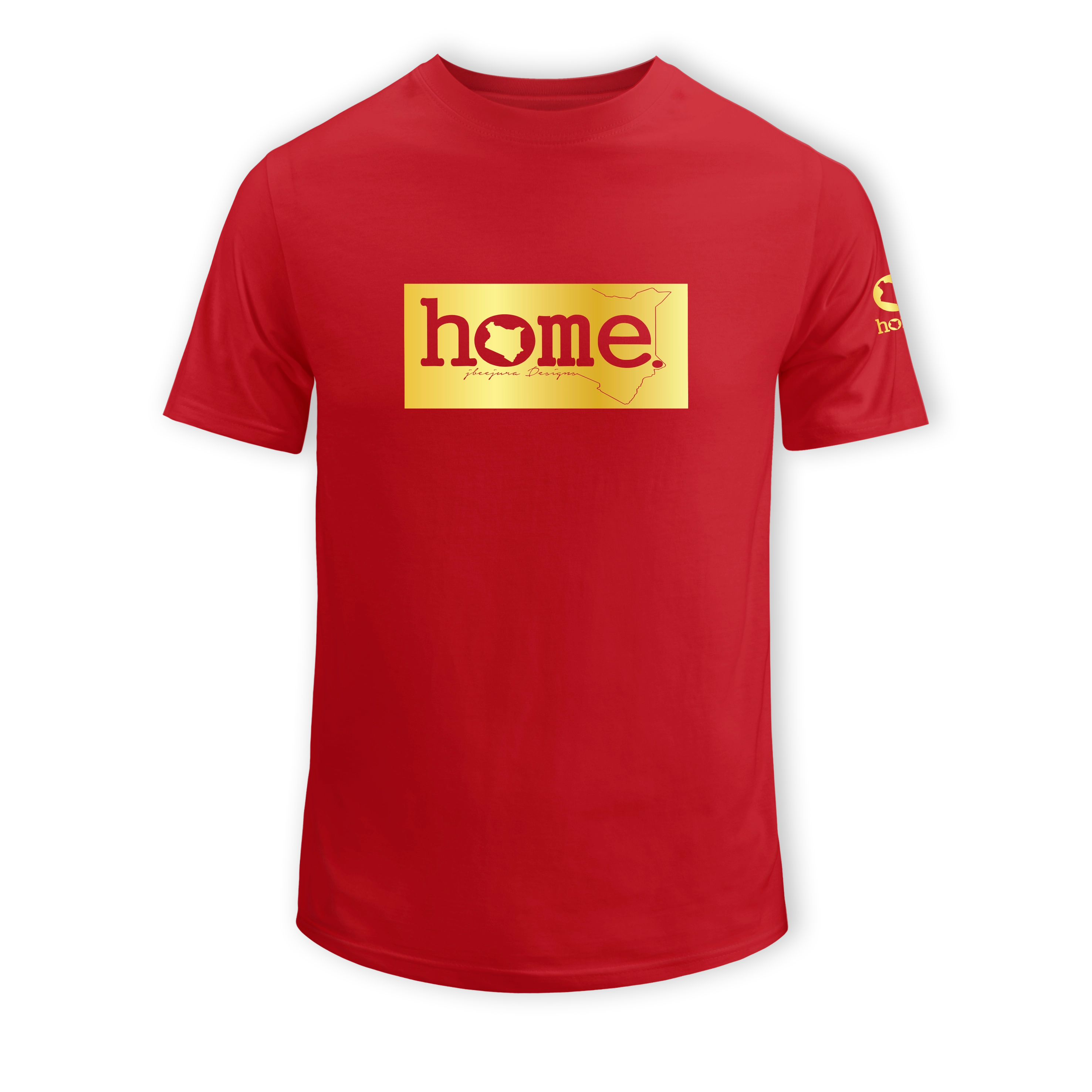 home_254 SHORT-SLEEVED RED T-SHIRT WITH A GOLD CLASSIC PRINT – COTTON PLUS FABRIC