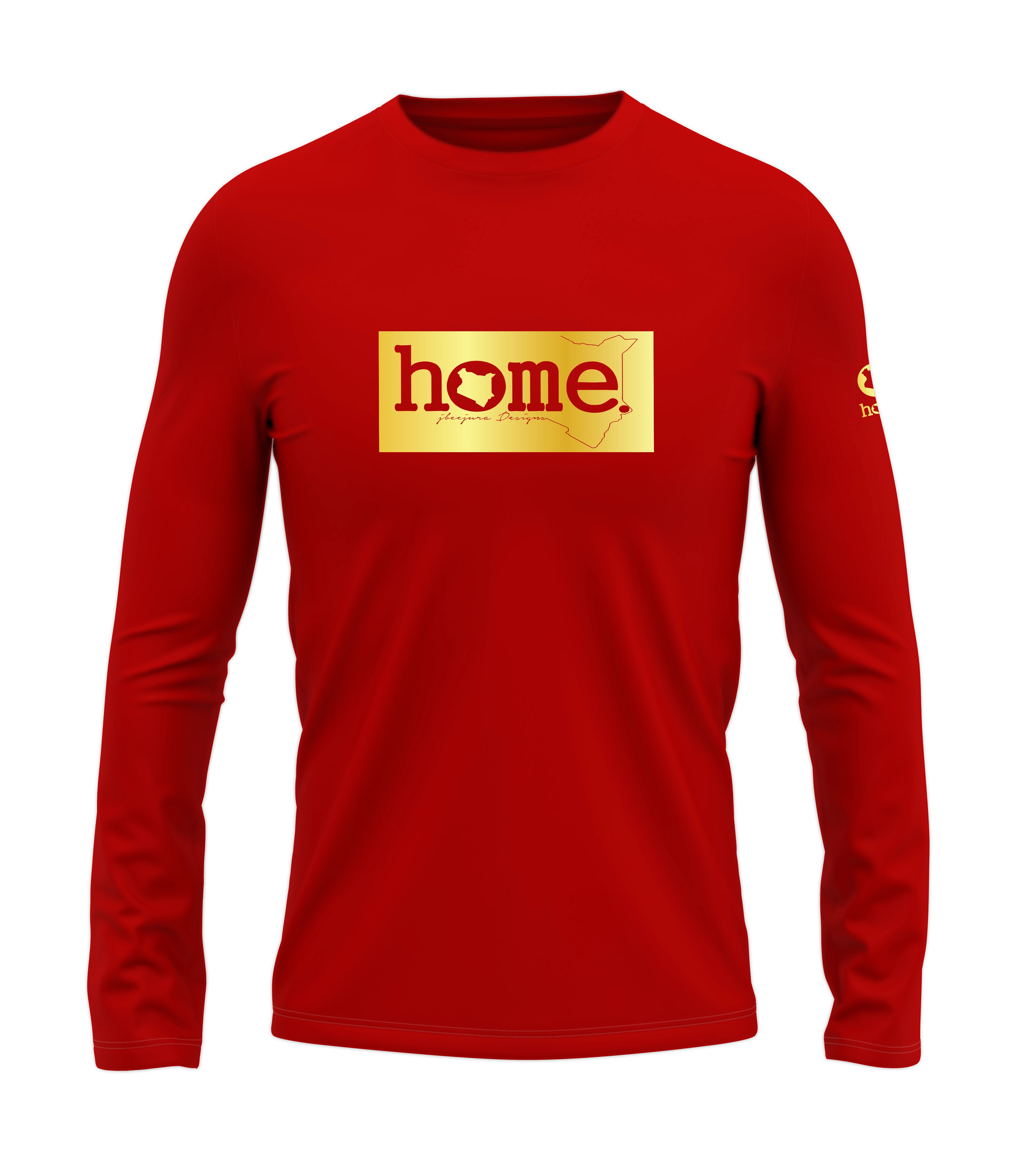 home_254 LONG-SLEEVED RED T-SHIRT WITH A GOLD CLASSIC PRINT – COTTON PLUS FABRIC