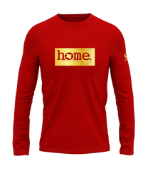 home_254 LONG-SLEEVED RED T-SHIRT WITH A GOLD CLASSIC PRINT – COTTON PLUS FABRIC