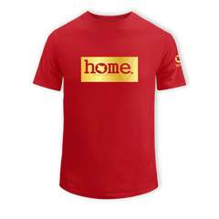 home_254 SHORT-SLEEVED RED T-SHIRT WITH A GOLD CLASSIC PRINT – COTTON PLUS FABRIC