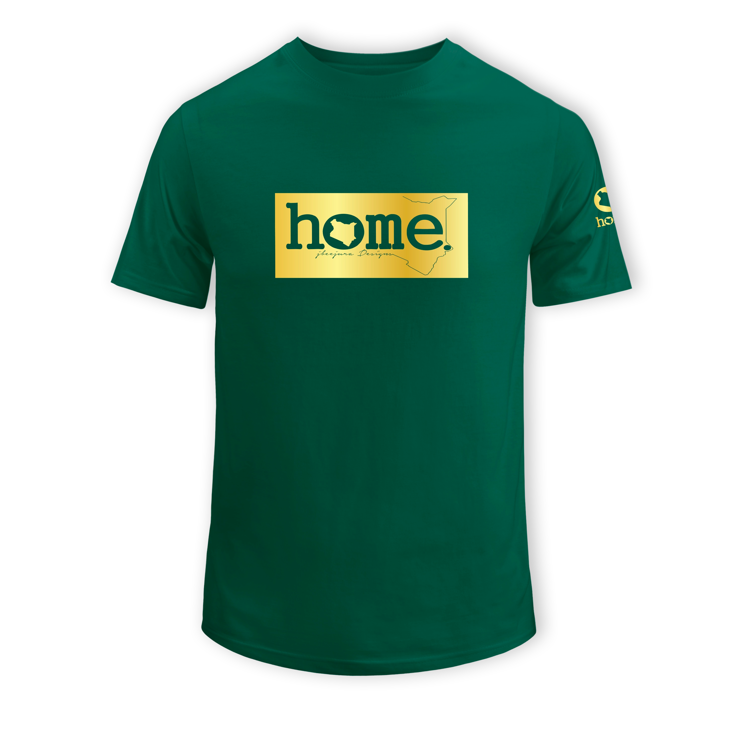 home_254 SHORT-SLEEVED RICH GREEN T-SHIRT WITH A GOLD CLASSIC PRINT – COTTON PLUS FABRIC