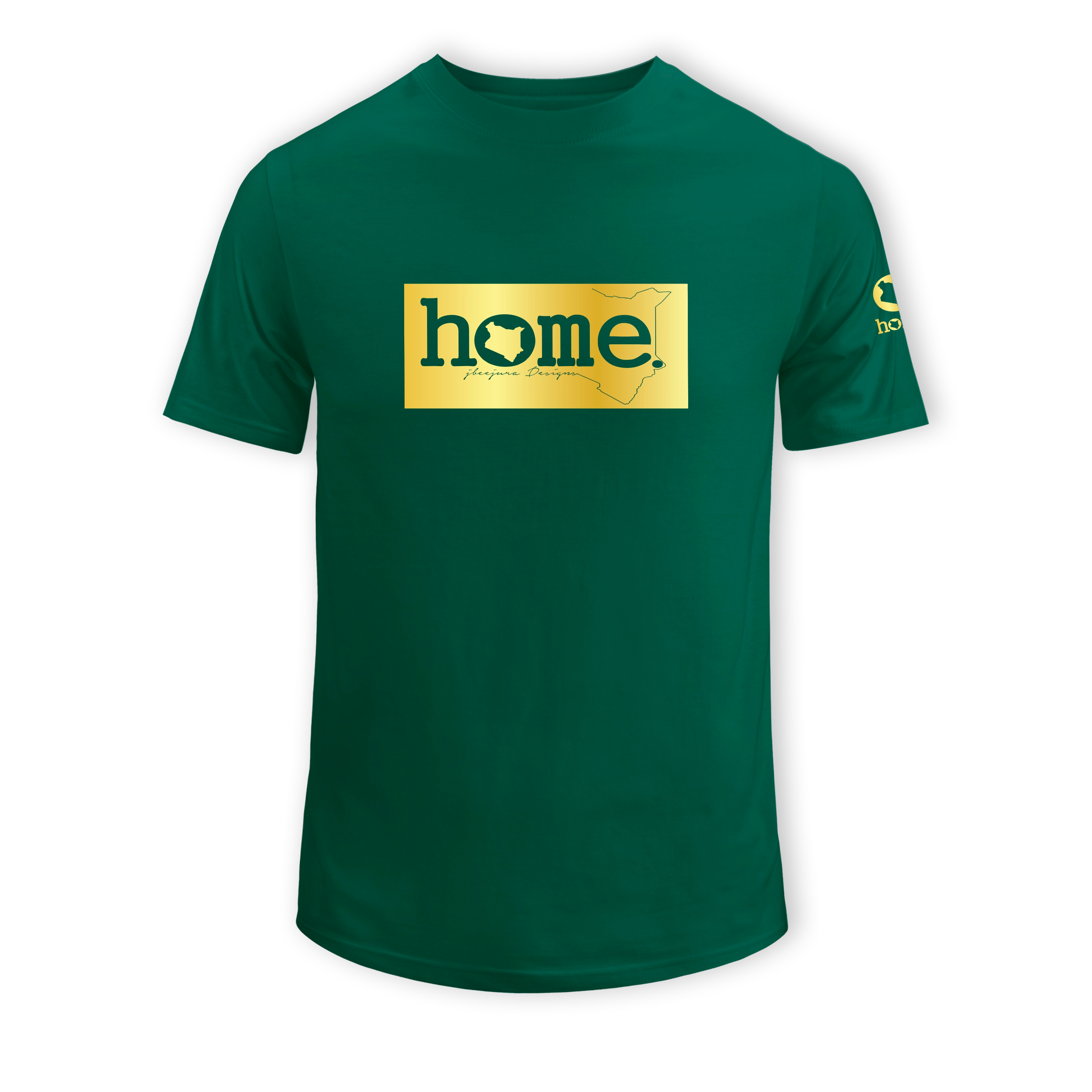 home_254 KIDS SHORT-SLEEVED RICH GREEN T-SHIRT WITH A GOLD CLASSIC PRINT – COTTON PLUS FABRIC