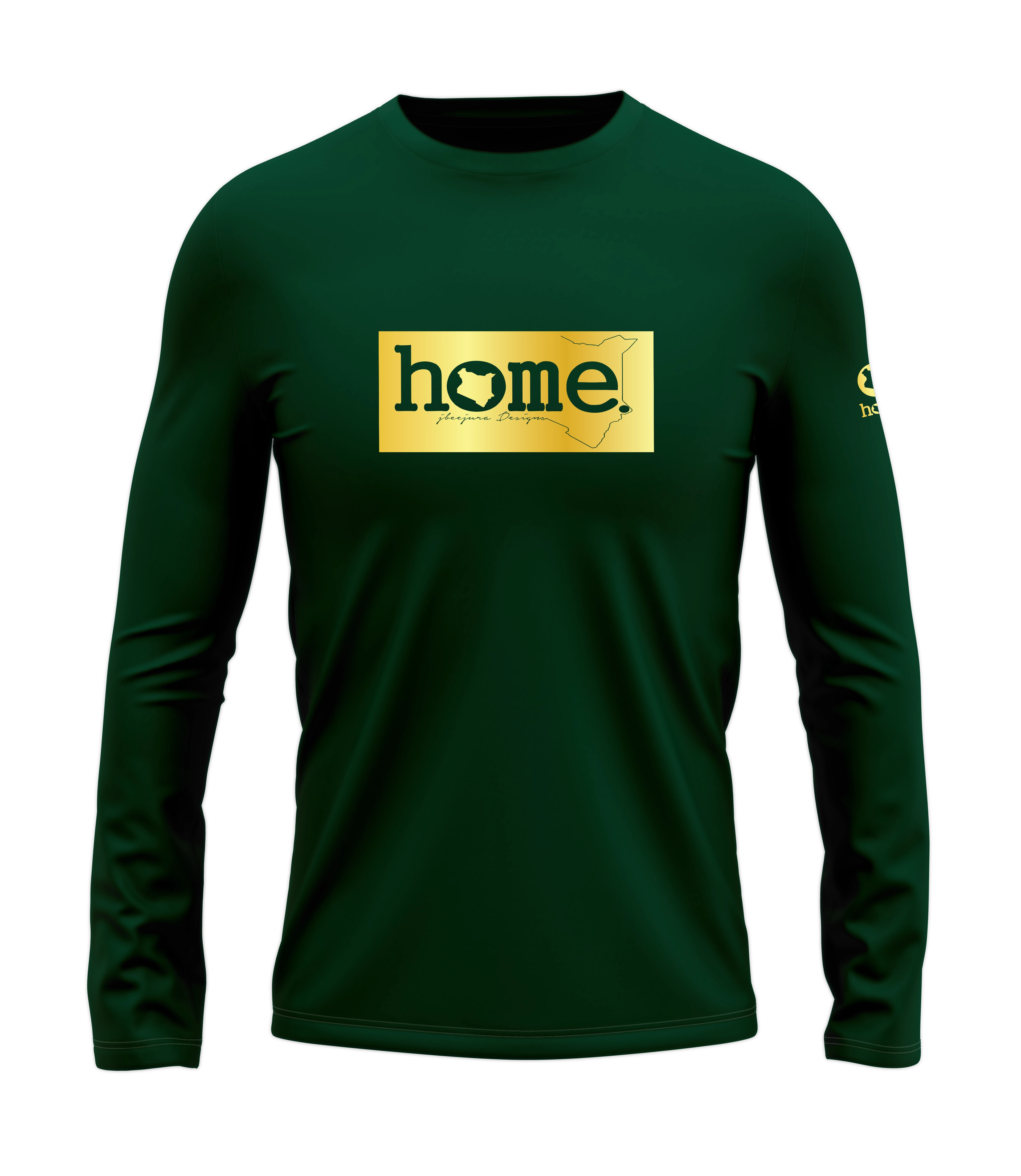 home_254 LONG-SLEEVED RICH GREEN T-SHIRT WITH A GOLD CLASSIC PRINT – COTTON PLUS FABRIC