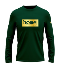 home_254 LONG-SLEEVED RICH GREEN T-SHIRT WITH A GOLD CLASSIC PRINT – COTTON PLUS FABRIC