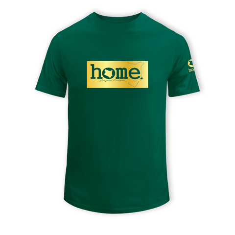 home_254 SHORT-SLEEVED RICH GREEN T-SHIRT WITH A GOLD CLASSIC PRINT – COTTON PLUS FABRIC