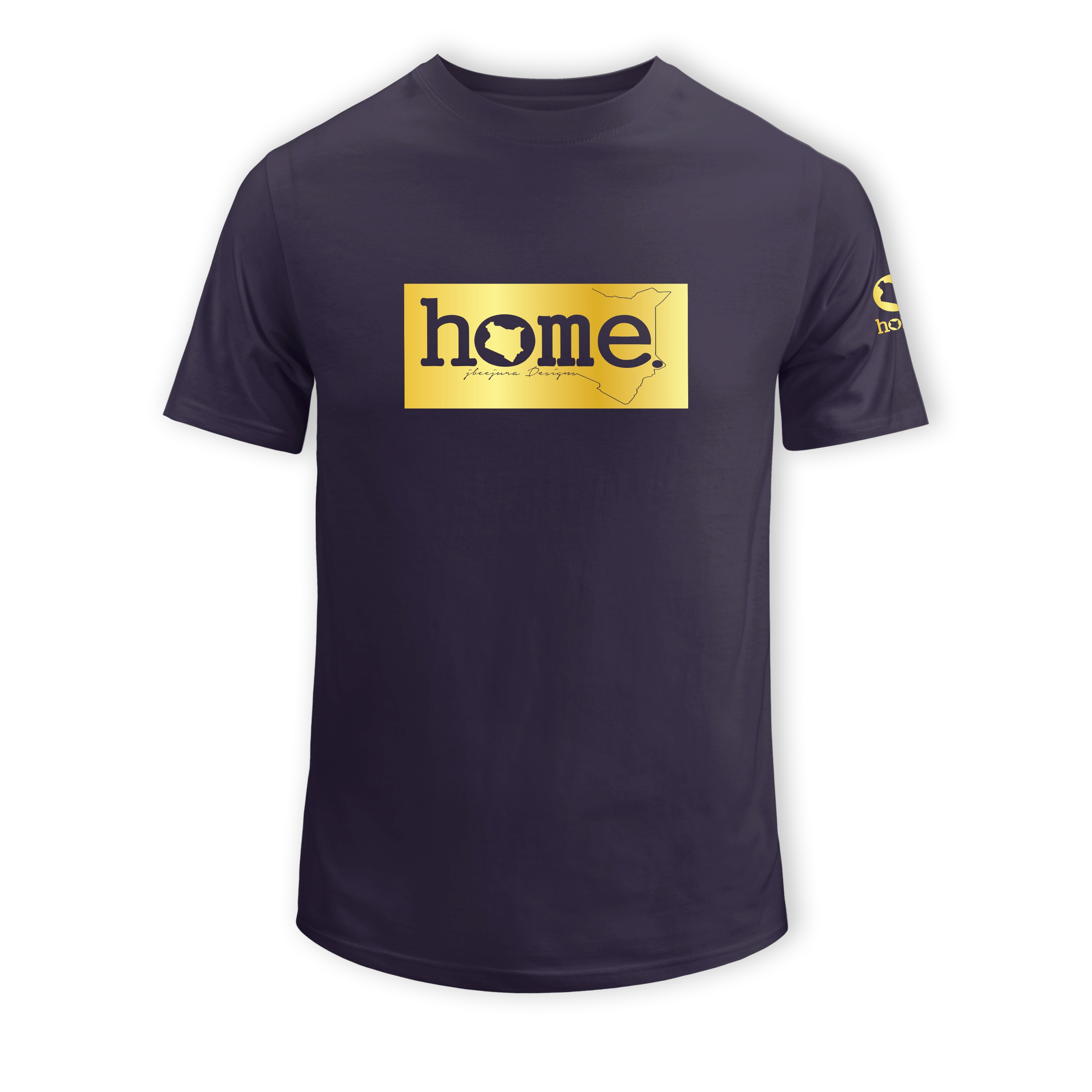 home_254 SHORT-SLEEVED RICH PURPLE T-SHIRT WITH A GOLD CLASSIC PRINT – COTTON PLUS FABRIC