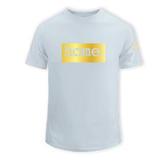 home_254 KIDS SHORT-SLEEVED SKY BLUE T-SHIRT WITH A GOLD CLASSIC PRINT – COTTON PLUS FABRIC