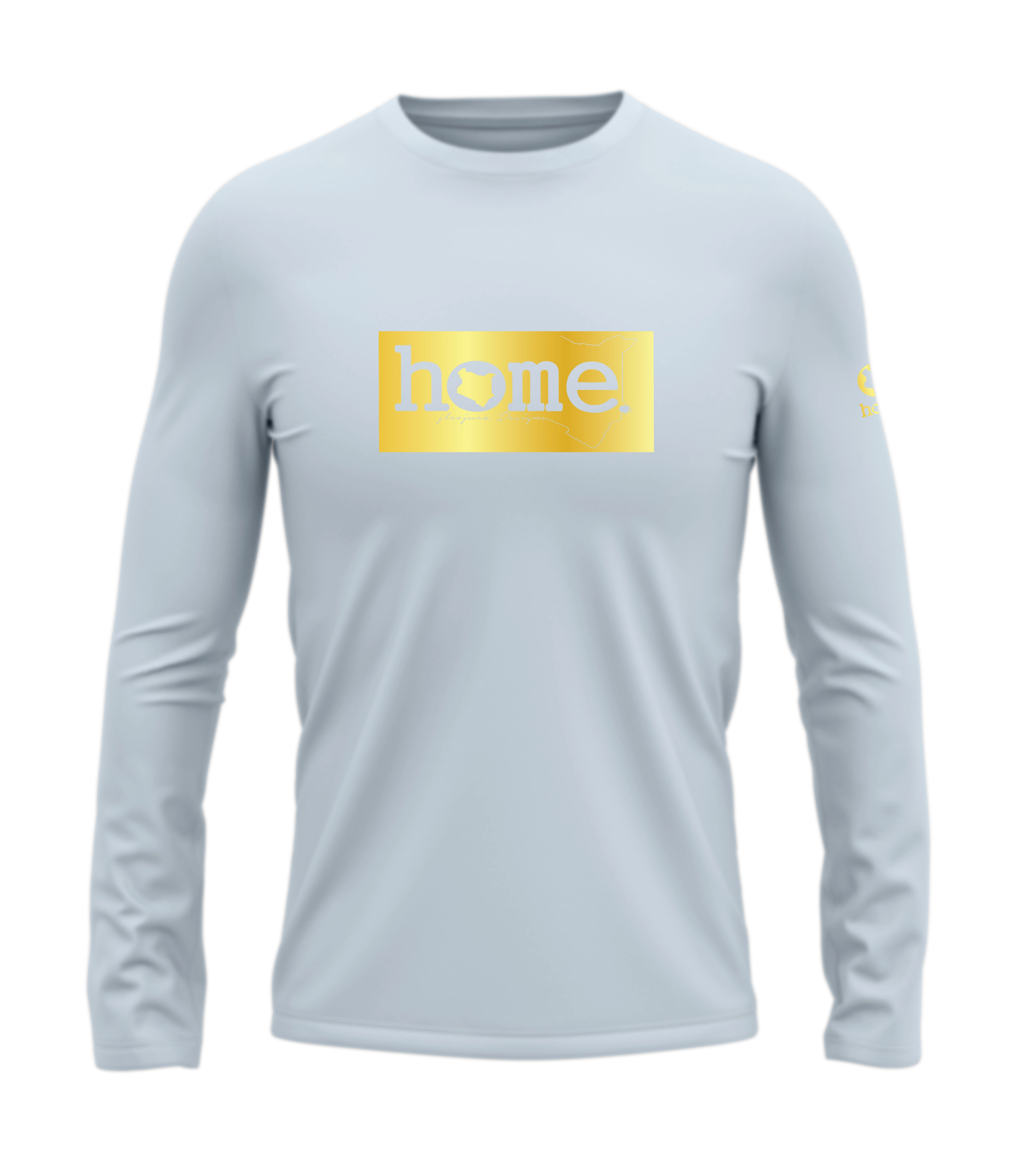 home_254 LONG-SLEEVED SKY-BLUE T-SHIRT WITH A GOLD CLASSIC PRINT – COTTON PLUS FABRIC